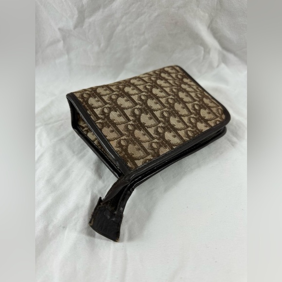 Genuine CHRISTIAN DIOR vintage brown canvas clutch with logo 70s - Picture 10 of 12